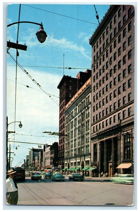 c1950's Federal Street Union Bank Building Cars Youngstown Ohio OH Postcard