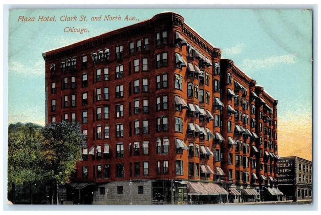c1910's Plaza Hotel Clark St. And North Avenue Chicago Illinois IL Postcard