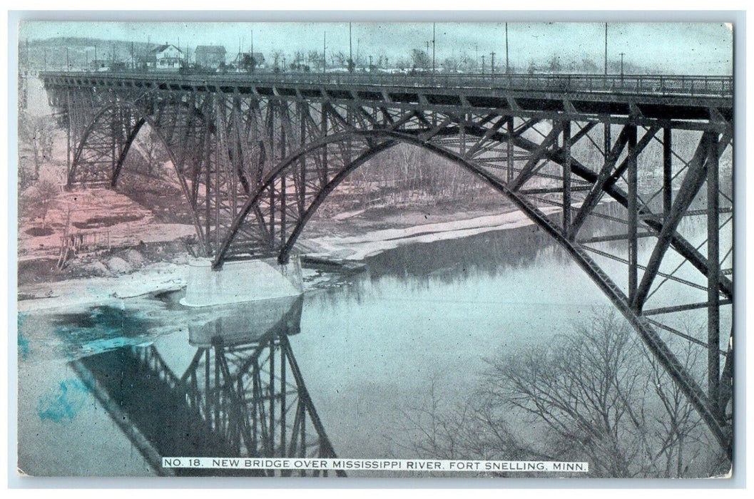 c1910's New Bridge Over Mississippi River Fort Snelling Minnesota MN Postcard