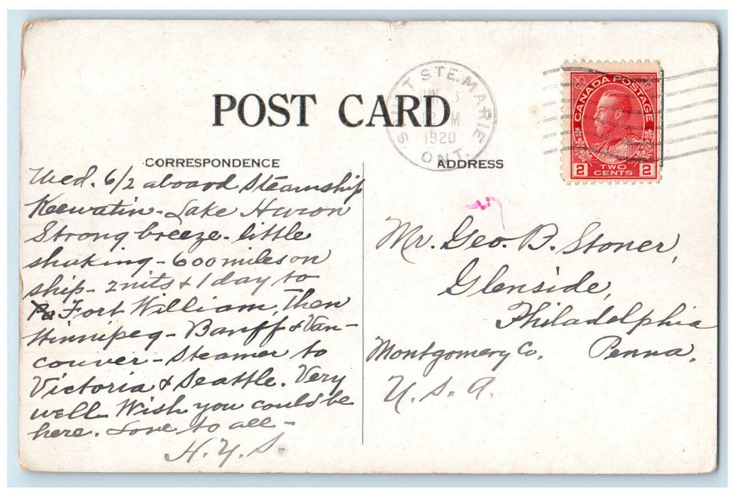 c1920's C.P.R. Great Lakes Service Port McNicoll Ontario Canada Antique Postcard