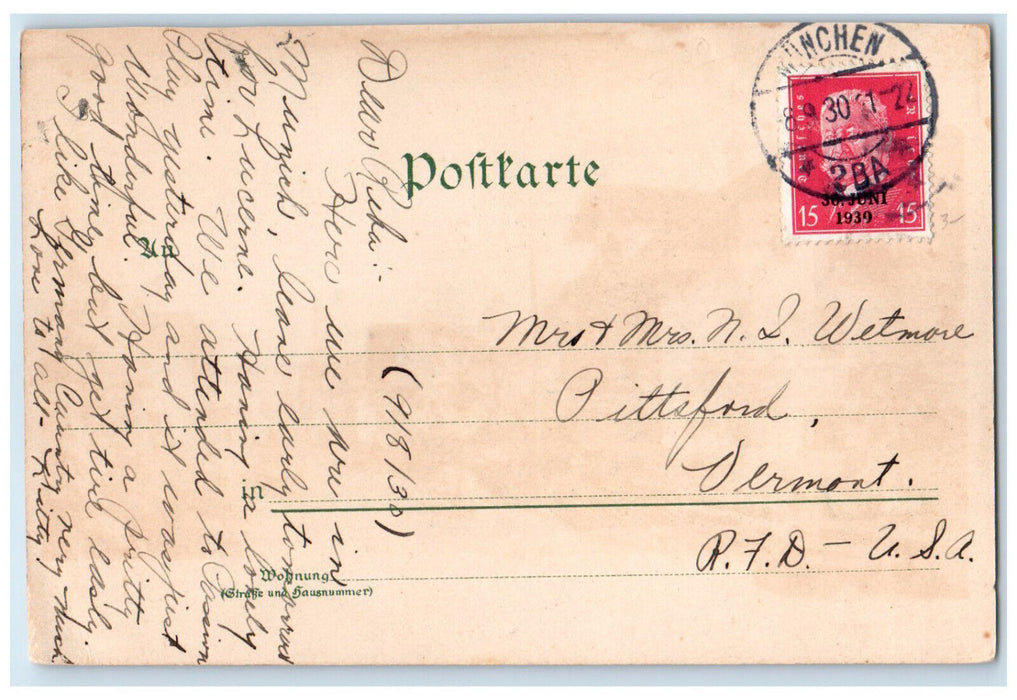 1930 Road Houses View Aussergasse Oberammergau Germany Posted Vintage Postcard