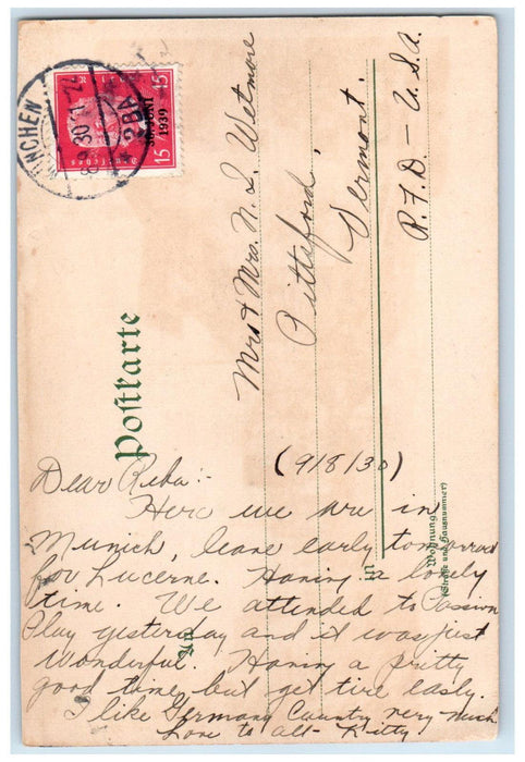 1930 Road Houses View Aussergasse Oberammergau Germany Posted Vintage Postcard