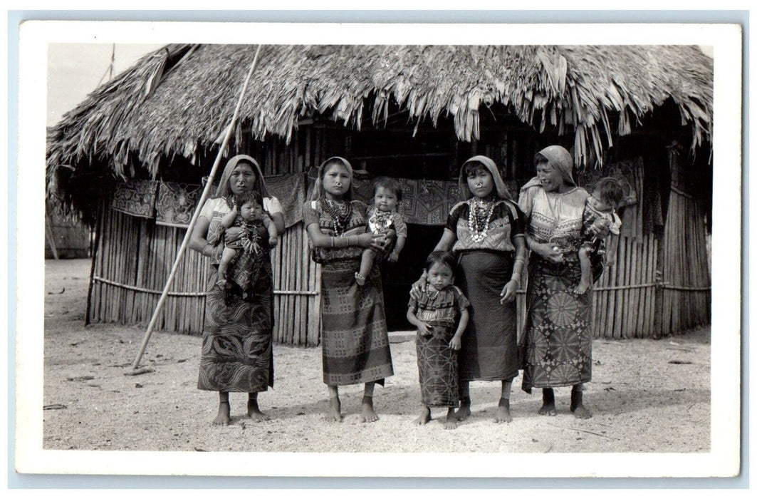 c1940's Guna People Of Panama Hut House RPPC Photo Unposted Vintage Postcard