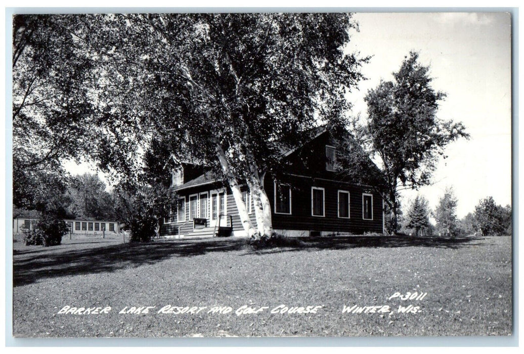 1953 Baker Lake Resort And Golf Course Winter Wisconsin WI RPPC Photo Postcard