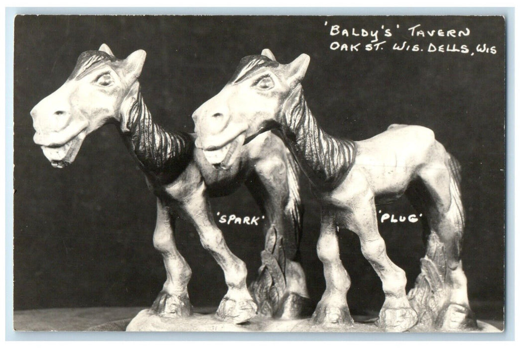 Horse Statue Baldy's Tavern Wisconsin Dells Wisconsin WI RPPC Photo Postcard