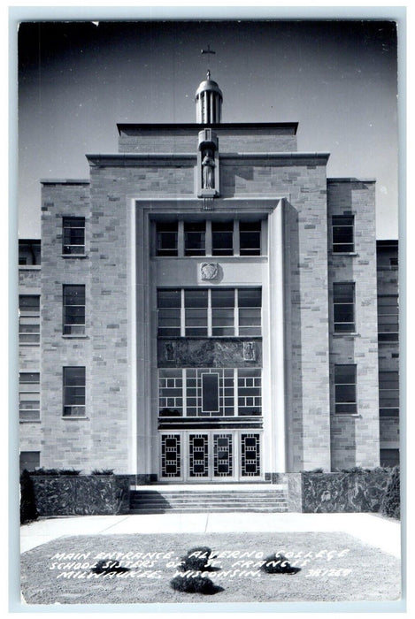 Main Entrance Alverno College School Sisters Milwaukee WI RPPC Photo Postcard