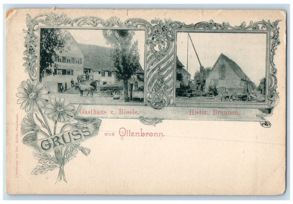 c1905 Inn Historian Spring Greetings from Ollenbronn Germany Postcard