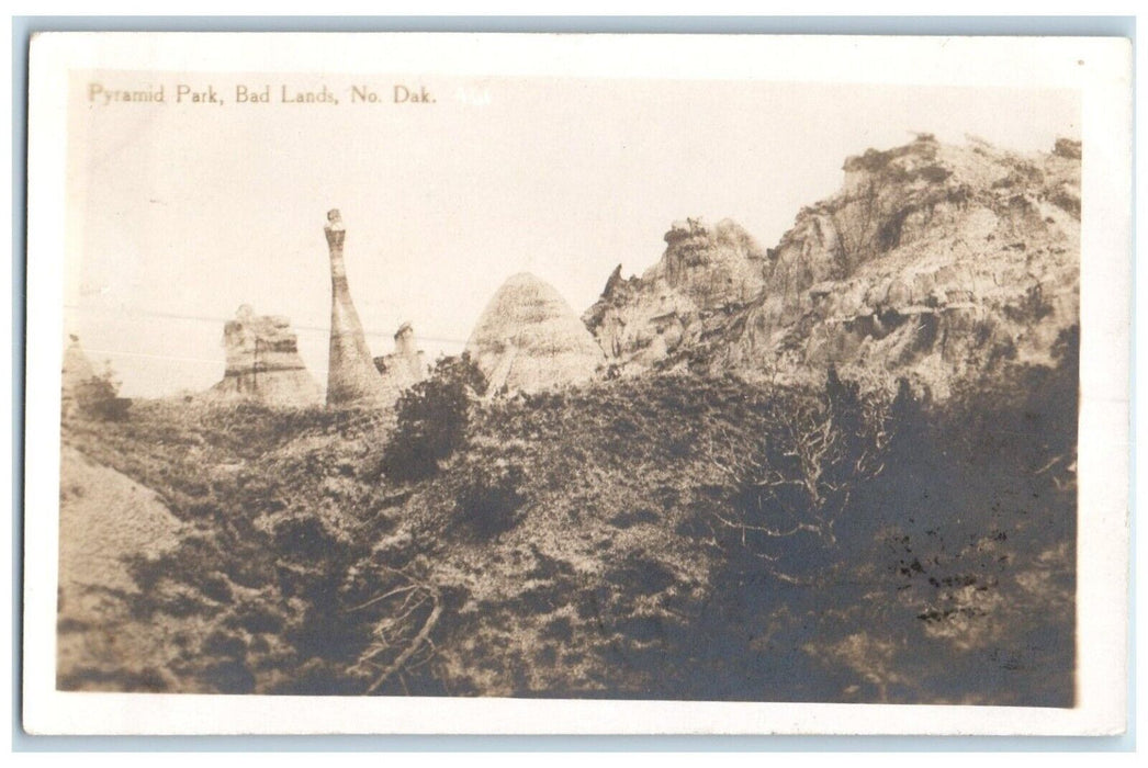 1911 View Of Pyramid Park Badlands North Dakota ND RPPC Photo Antique Postcard