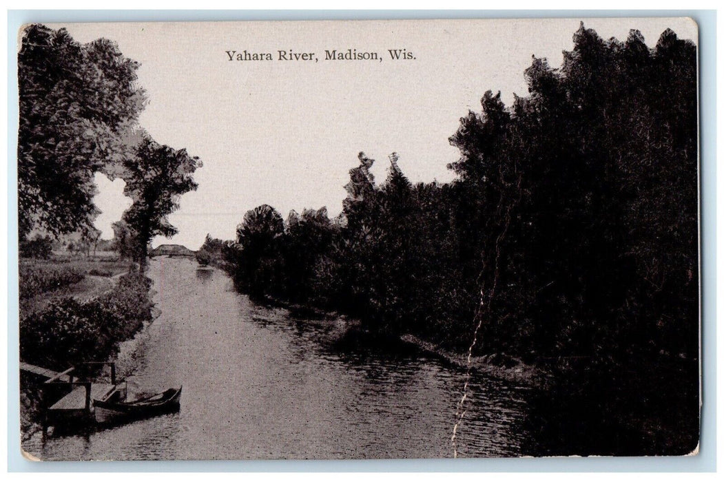 c1910 Yahara River Canoe Boat Lake Madison Wisconsin WI Vintage Antique Postcard