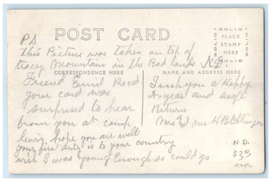 Top of Tracy Mountain Dog Badlands North Dakota ND RPPC Photo Antique Postcard