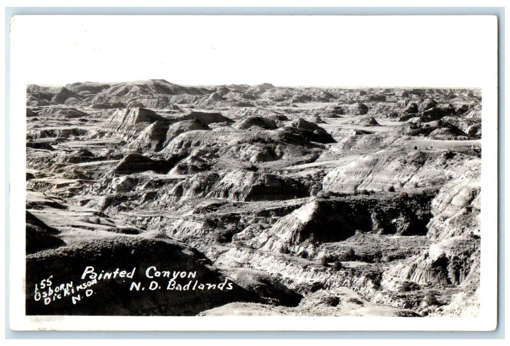 1938 Painted Canyon Badlands North Dakota ND RPPC Photo RPO Antique Postcard