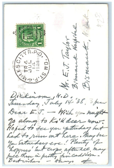 1938 Painted Canyon Badlands North Dakota ND RPPC Photo RPO Antique Postcard