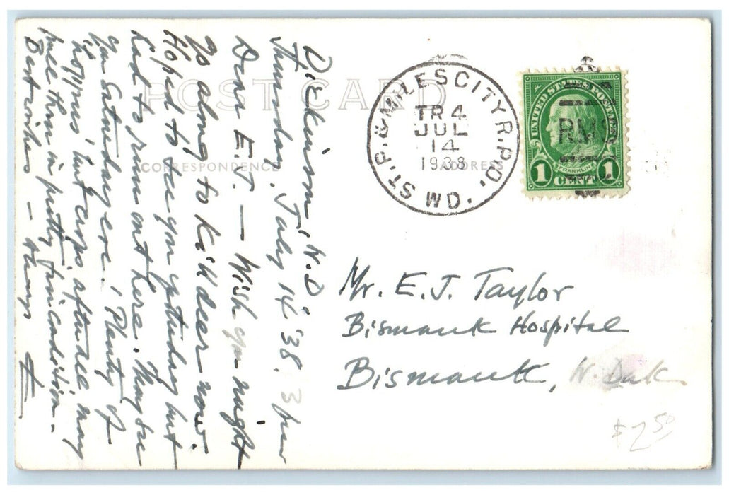 1938 Painted Canyon Badlands North Dakota ND RPPC Photo RPO Antique Postcard