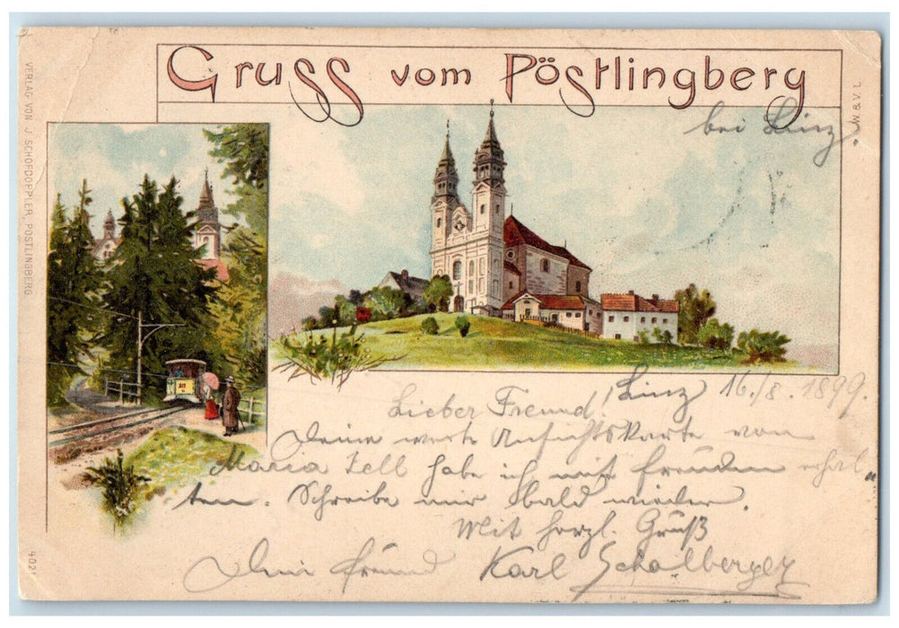 1899 Greetings from Postlingberg Hill in Austria Multiview Posted Postcard