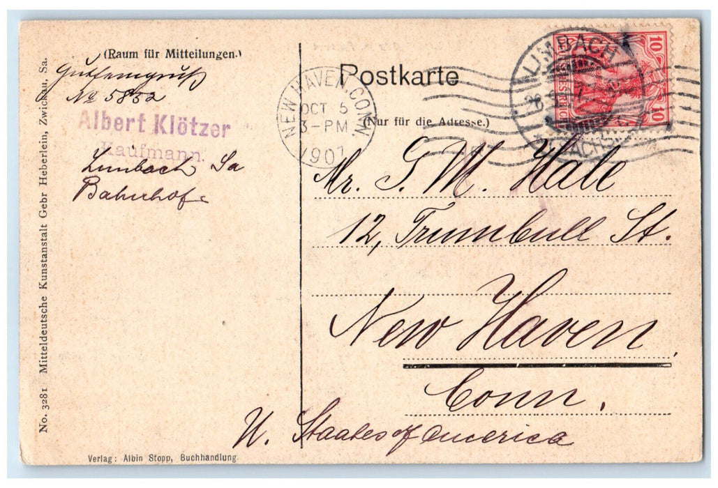 1907 Limbach Post Office Ludwigsplatz Karlsruhe Germany Antique Posted Postcard