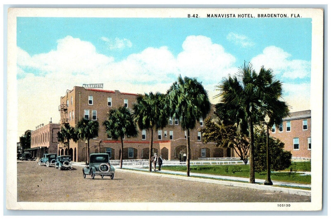 c1920 Roadside View Manavista Hotel Building Bradenton Florida Unposted Postcard