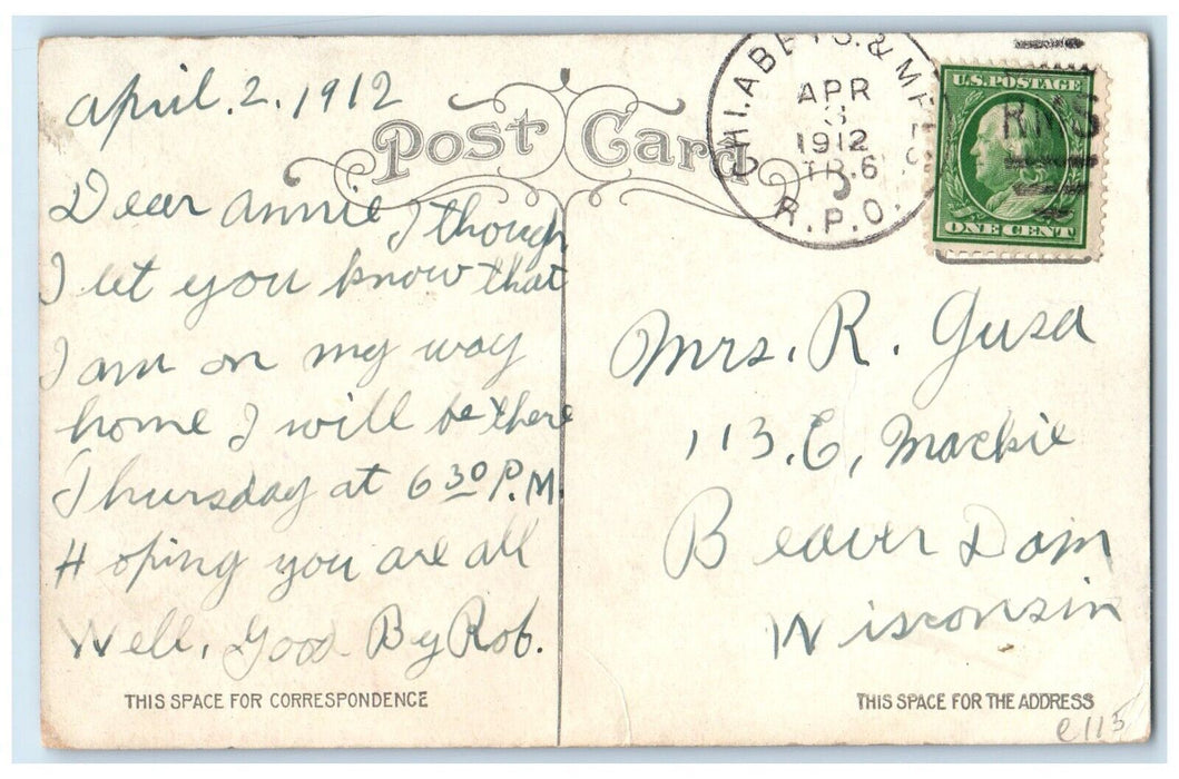 1912 Late Arrival Steamer Cruise Ship Dock Winter Escanaba Michigan MI Postcard