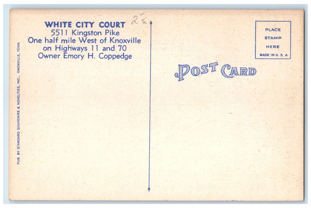 c1940 Exterior View White City Court Kingston Pike Knoxville Tennessee Postcard
