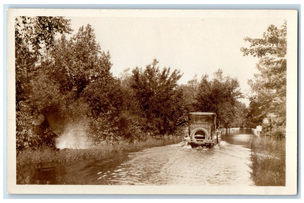 c1910's Flood Car View Car Wisconsin Rapids Wisconsin WI RPPC Photo Postcard