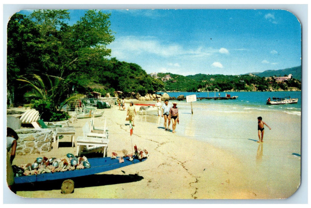 c1960's The Roqueta Beach Scene Acapulco Guerrero Mexico Vintage Postcard