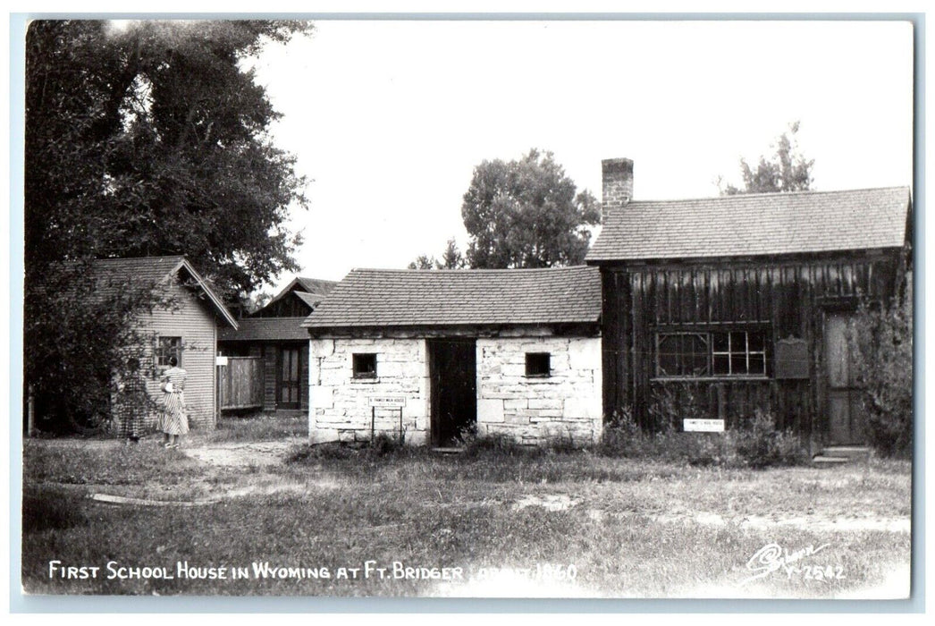 c950's First School House In Wyoming At Ft. Bridger Sanborn RPPC Photo Postcard