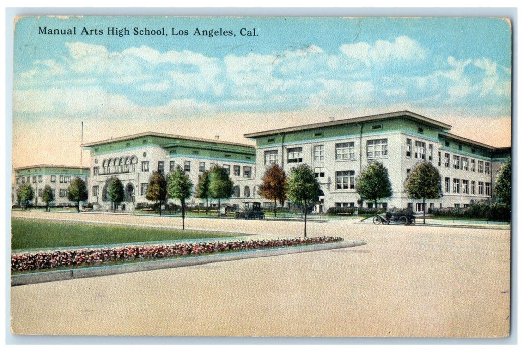 1916 Exterior View Manual Arts High School Los Angeles California CA Postcard