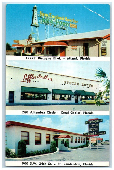 c1950's New England Duster Houses Ft. Lauderdale Florida FL Multiview Postcard