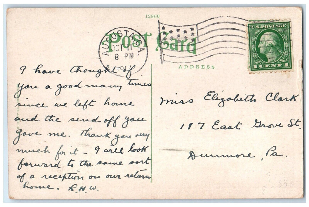 1917 Exterior View Bon Air Hotel Building Trees Augusta Georgia Antique Postcard