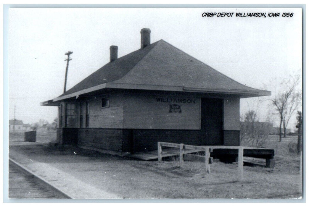 c1956 Cri&P Williamson Iowa IA Railroad Train Depot Station RPPC Photo Postcard