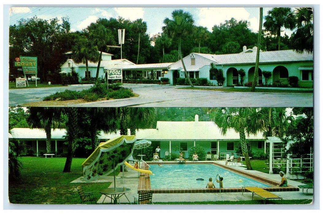 1964 Cloister Court Motel And Pool Silver Springs Florida FL Dual View Postcard