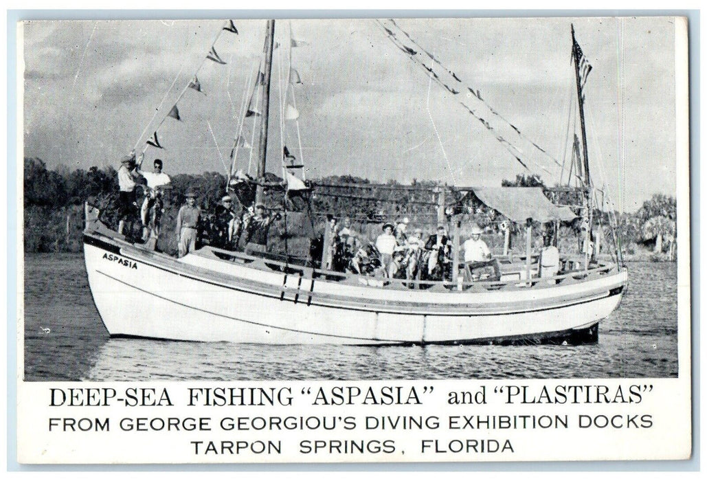 Deep Sea Fishing Aspasia And Plastiras Boat Tarpon Springs Florida FL Postcard