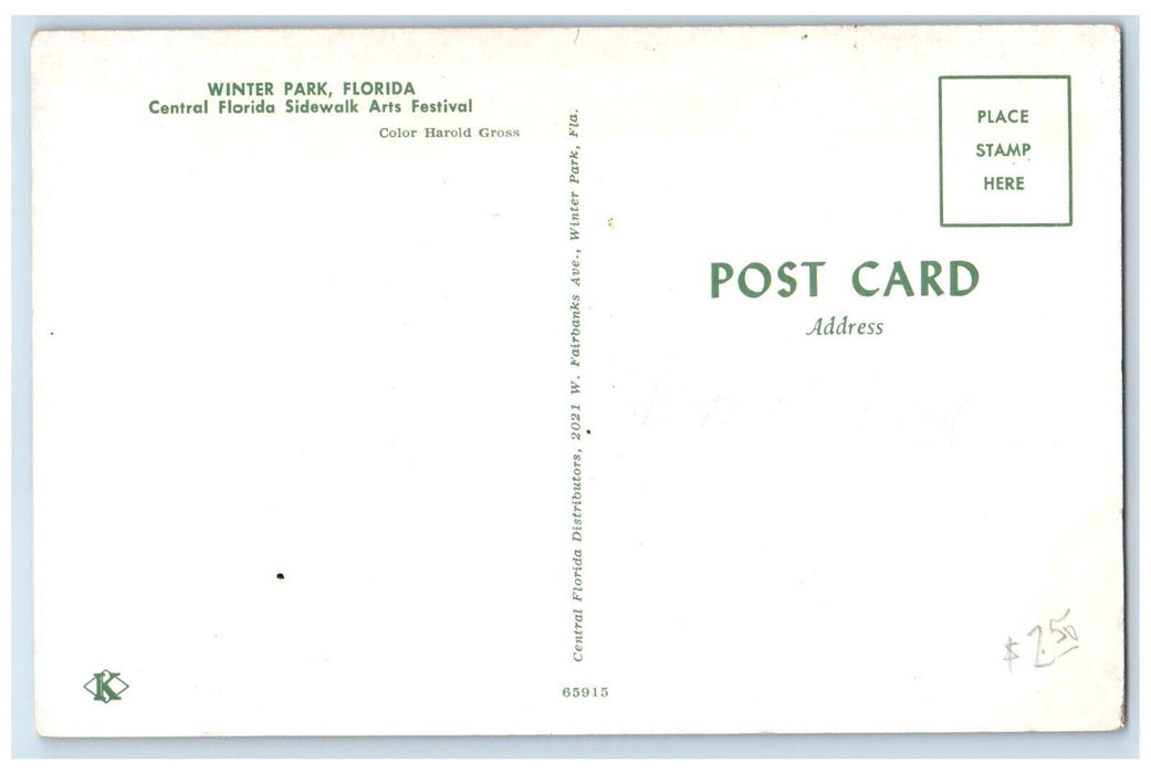 c1950's Central Florida Sidewalk Arts Festival Winter Park Florida FL Postcard