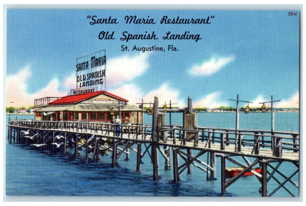 Santa Maria Restaurant Old Spanish Landing St. Augustine Florida FL Postcard