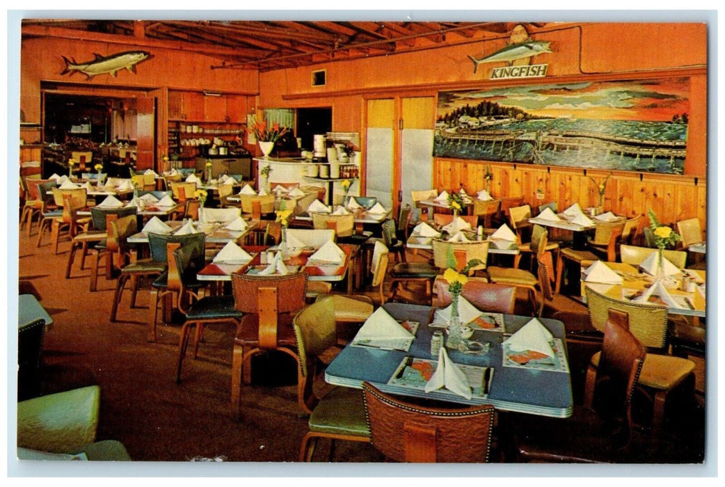 c1950's The Kingfish Over The Water Restaurant Dining Room Florida FL Postcard