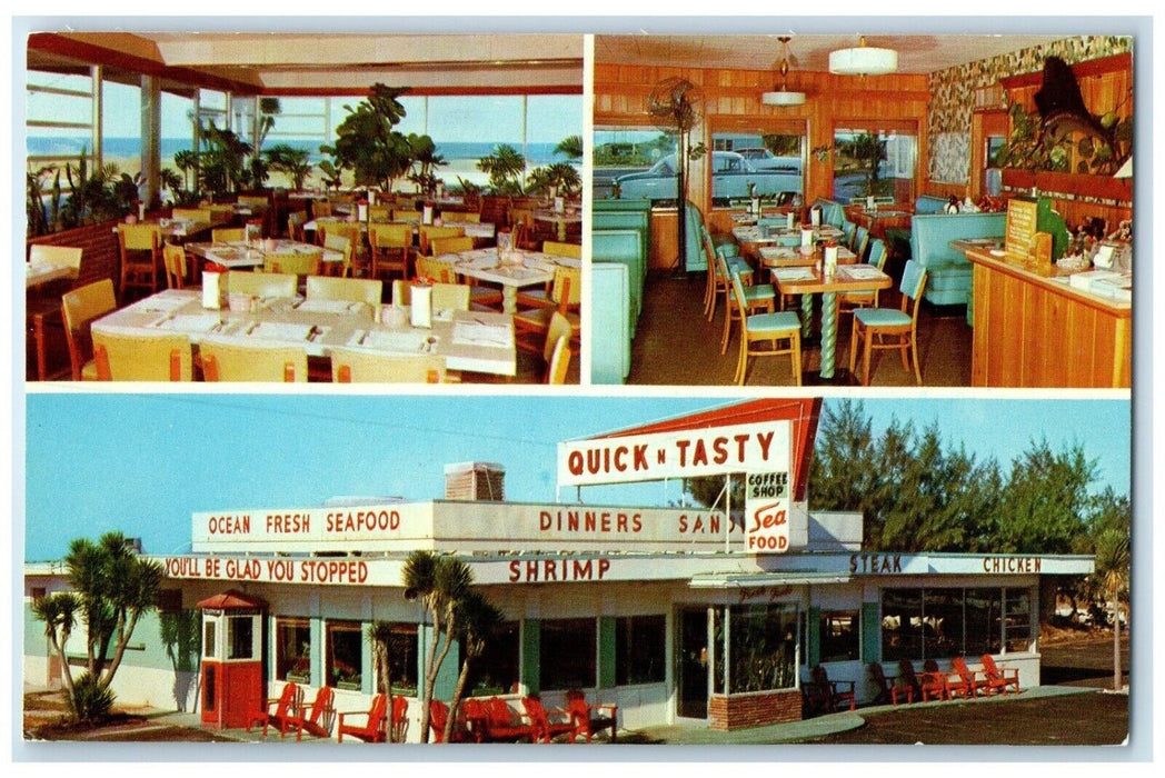 1961 Quick N Tasty Coffee Shop Ormond Beach Florida FL Multiview Posted Postcard