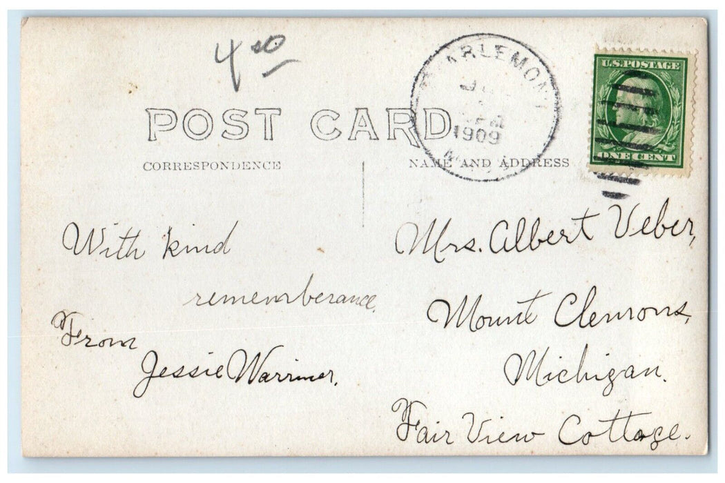 1909 View Of Pelham Lake Rowe Massachusetts MA RPPC Photo Antique Postcard