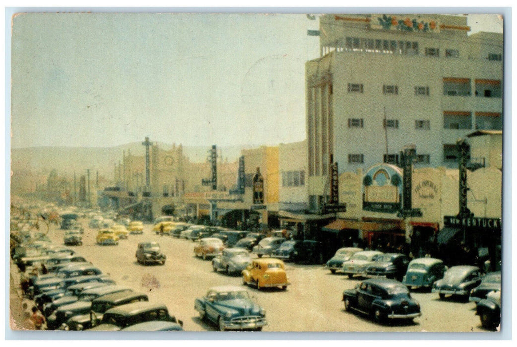 c1950's Revolution Avenue Street Scene Tijuana Mexico Vintage Posted Postcard