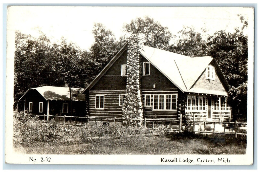 1937 Kassell Lodge Croton Newaygo Michigan MI RPPC Photo Posted Vintage Postcard