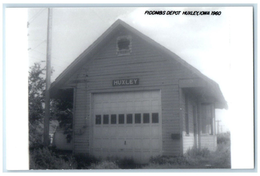 c1960 FtDDM&S Depot Huxley Iowa Railroad Train Depot Station RPPC Photo Postcard