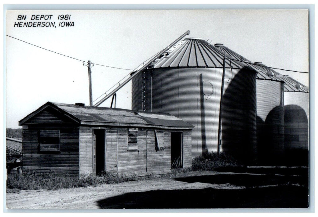 c1981 BN Depot Henderson Iowa Railroad Train Depot Station RPPC Photo Postcard
