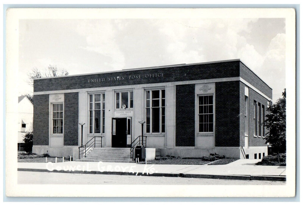 c1940's United States Post Office Council Grove Kansas KS RPPC Photo Postcard