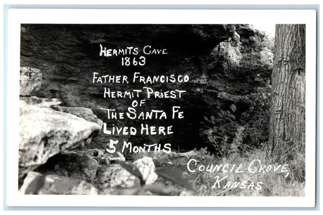 c1940's View Of Hermits Cave Council Grove Kansas KS RPPC Photo Vintage Postcard