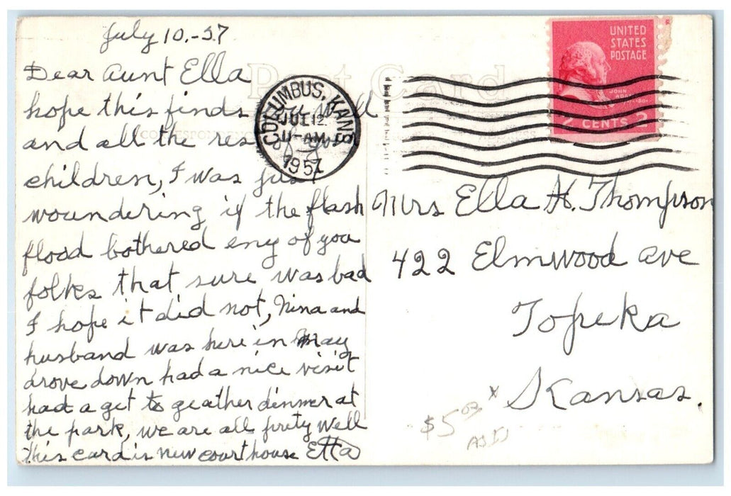 1957 Cherokee County Court House Columbus Kansas KS RPPC Photo Vintage Postcard
