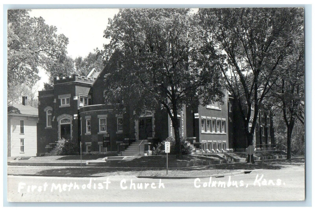 c1950's First Methodist Church Street View Columbus Ohio OH RPPC Photo Postcard