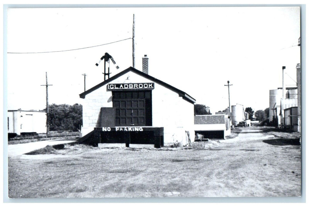c1960 Gladbrook Iowa Exterior Railroad Train Depot Station RPPC Photo Postcard