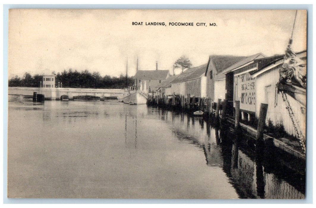 c1940 Dock Sail Boat Landing Pocomoke City Maryland Unposted Local View Postcard