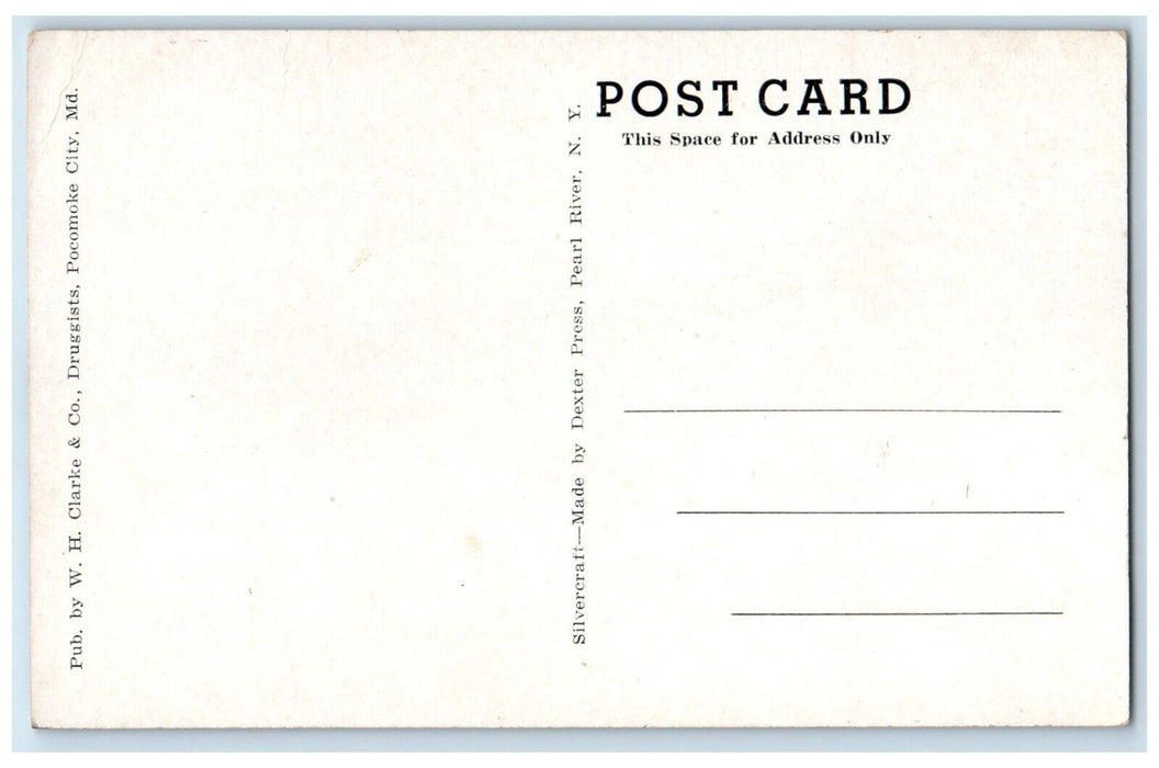1940 Residential Section Corner Walnut 2nd St Pocomoke City Maryland MD Postcard