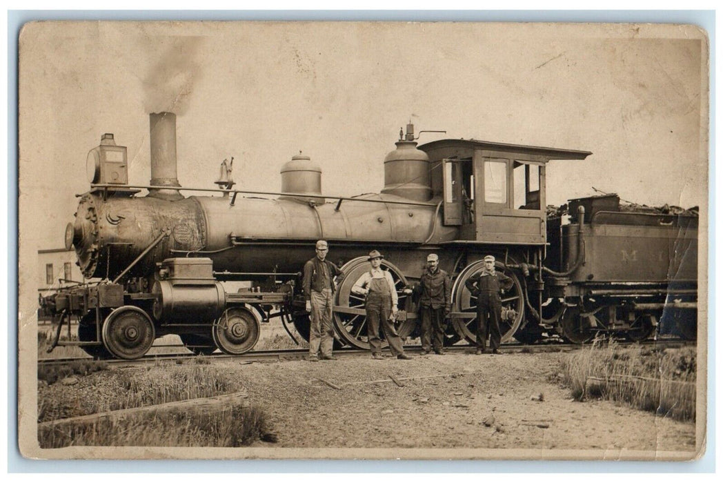 c1910's View Of Locomotive Train Engineers Railroad RPPC Photo Antique Postcard
