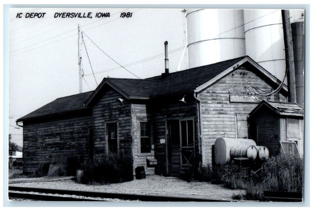 c1981 IC Depot Dyersville Iowa Railroad Train Depot Station RPPC Photo Postcard