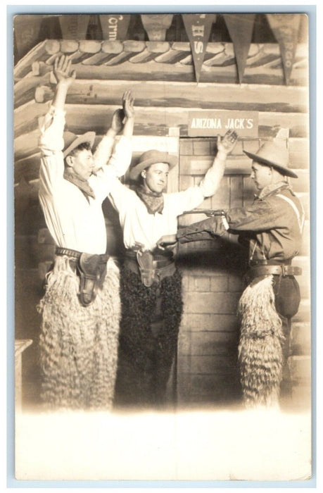 Cowboy Western Studio Wooly Chaps Bandanas Holdup Outlaw RPPC Photo  Postcard